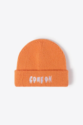 COME ON Embroidered Cuff Knit Beanie - Closet of Ren