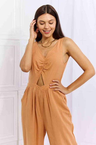 HEYSON Feels Right Cut Out Detail Wide Leg Jumpsuit in Sherbet - Closet of Ren