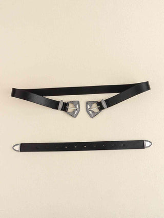 Double Buckle PU Leather Belt - Closet of Ren