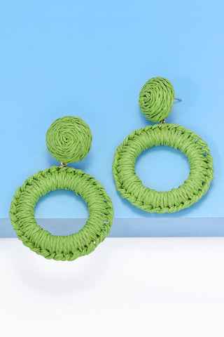 Round Shape Raffia Grass Dangle Earrings - Closet of Ren