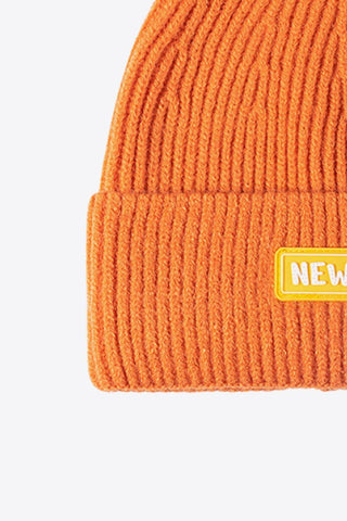 NEWYORK Patch Rib-Knit Cuffed Beanie - Closet of Ren