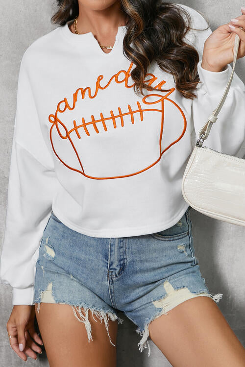 GAME DAY Football Graphic Notched Sweatshirt