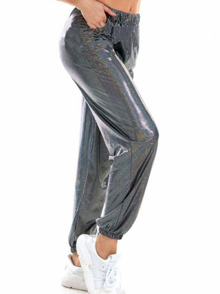 Glitter Elastic Waist Pants with Pockets - Closet of Ren