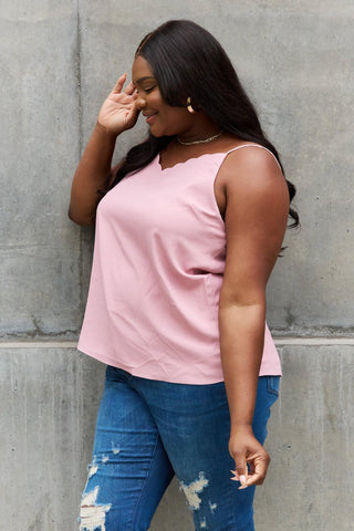 Sweet Lovely By Jen Full Size Scalloped Cami in Rosewood - Closet of Ren