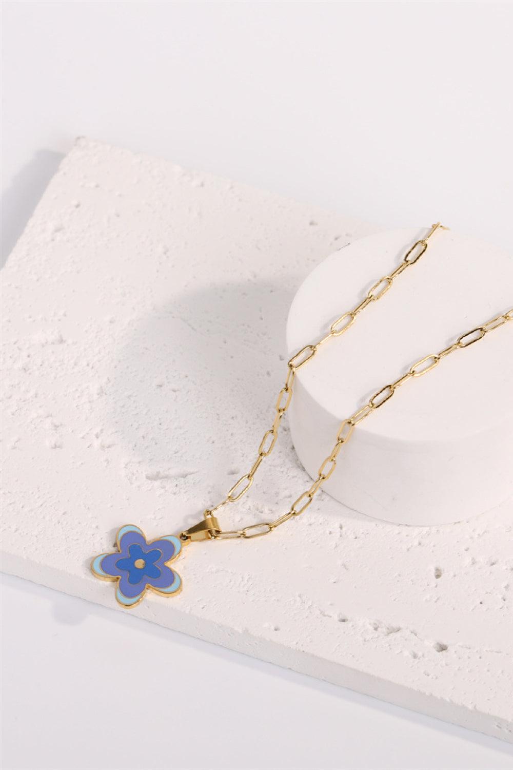 Flower Pendant Stainless Steel Necklace - Closet of Ren