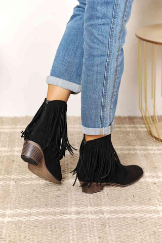 Legend Women's Fringe Cowboy Western Ankle Boots - Closet of Ren