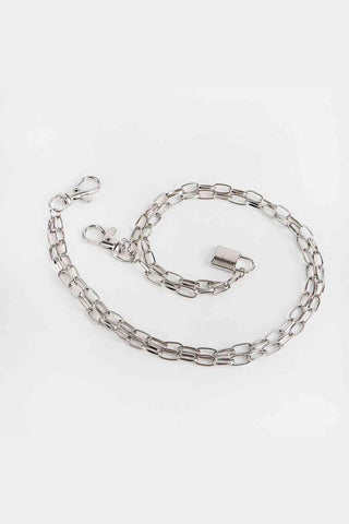 Double Layered Iron Chain Belt with Lock Charm - Closet of Ren