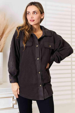 Heimish Cozy Girl Full Size Button Down Shacket - Closet of Ren