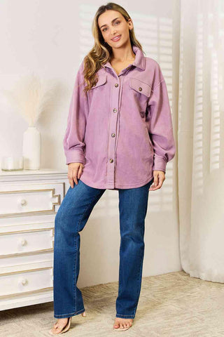 Heimish Cozy Girl Full Size Button Down Shacket - Closet of Ren