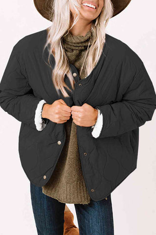 Reversible Long Sleeve Button Front Winter Coat