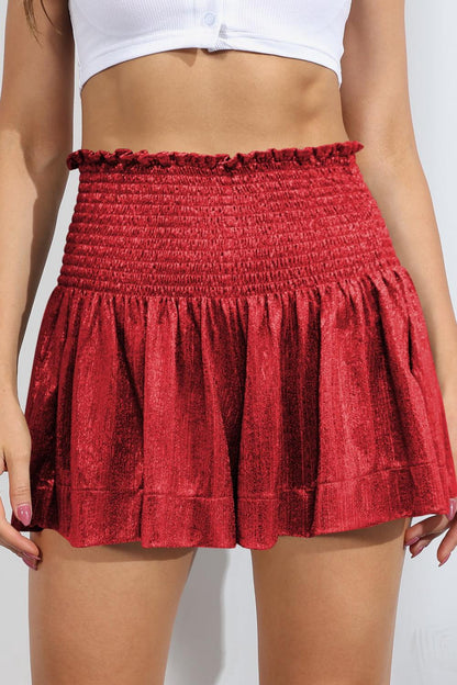 Glitter Smocked High-Waist Shorts - Closet of Ren