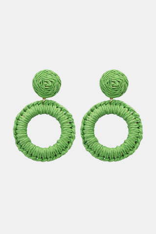 Round Shape Raffia Grass Dangle Earrings - Closet of Ren