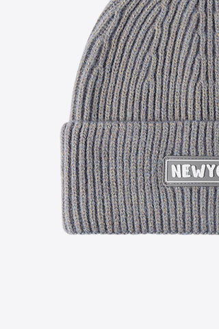 NEWYORK Patch Rib-Knit Cuffed Beanie - Closet of Ren