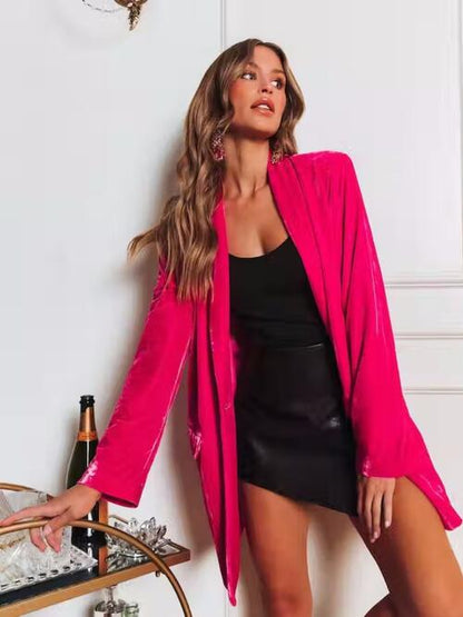 Button Up Long Sleeve Blazer Cardigan with Pocket | Multiple Color Options