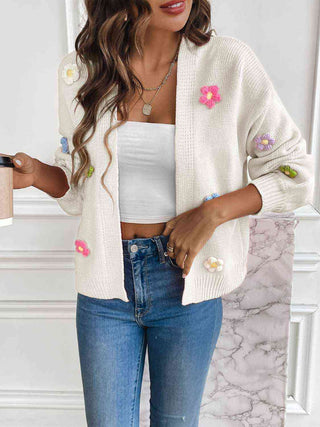 3D Mixed Color Flower Cardigan