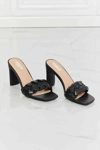 MMShoes Top of the World Braided Block Heel Sandals in Black - Closet of Ren