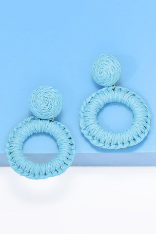 Round Shape Raffia Grass Dangle Earrings - Closet of Ren