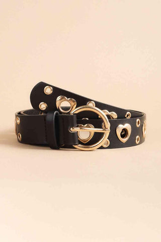 Heart Shape Alloy Detail PU Leather Belt - Closet of Ren