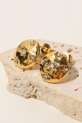 18K Gold-Plated Cubic Zirconia Stud Earrings - Closet of Ren