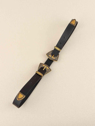 Double Buckle PU Leather Belt - Closet of Ren