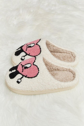 Melody Love Heart Print Plush Slippers - Closet of Ren