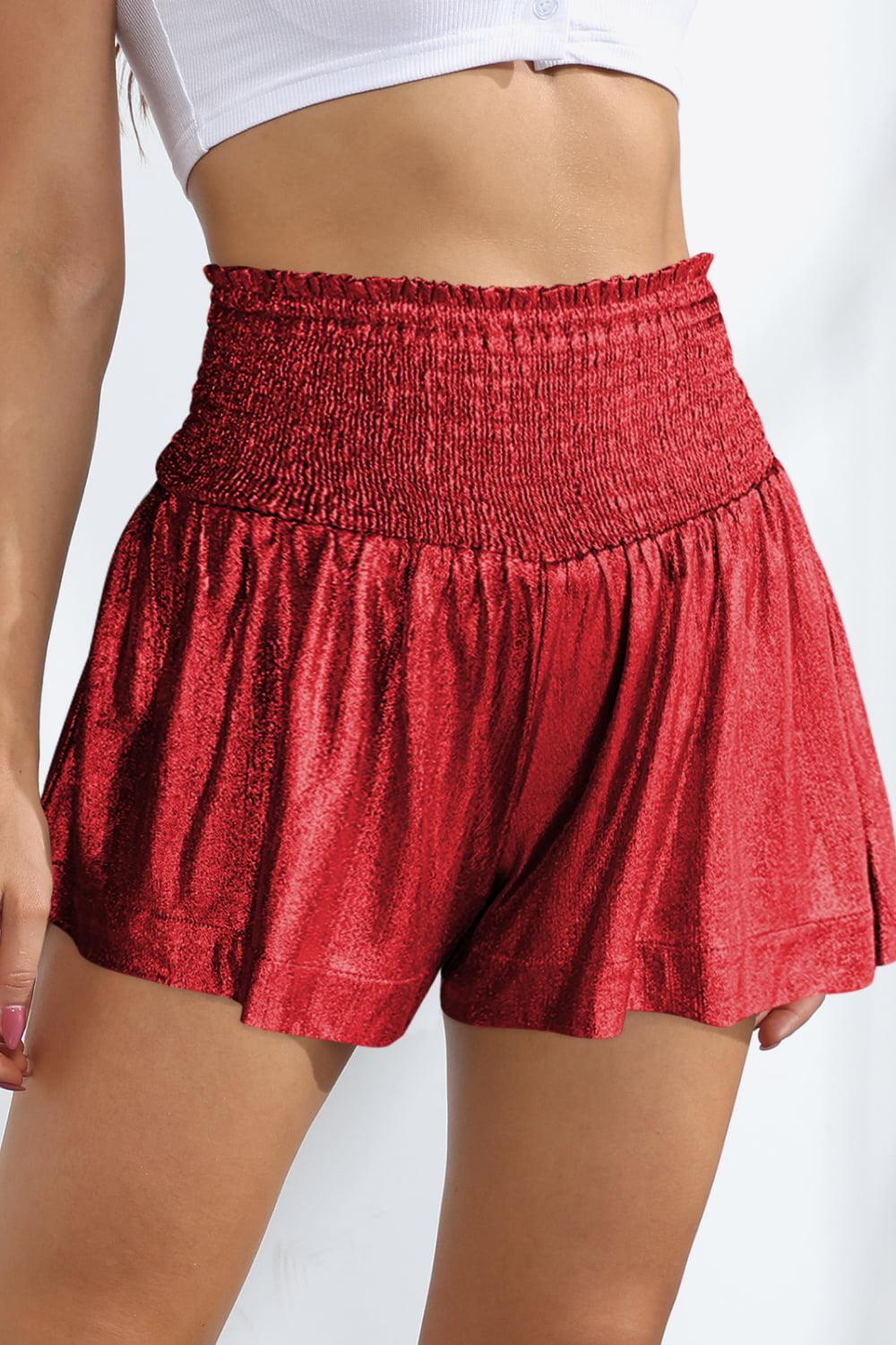 Glitter Smocked High-Waist Shorts - Closet of Ren
