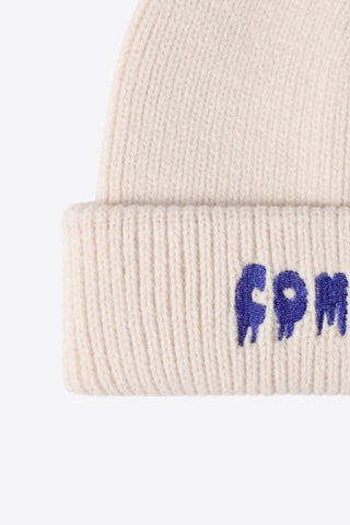 COME ON Embroidered Cuff Knit Beanie - Closet of Ren