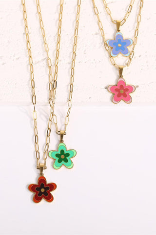 Flower Pendant Stainless Steel Necklace - Closet of Ren