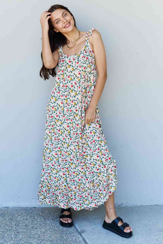 NINEXIS In The Garden Ruffle Floral Maxi Dress in Natural Rose