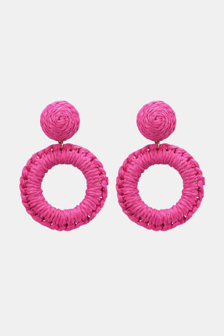 Round Shape Raffia Grass Dangle Earrings - Closet of Ren