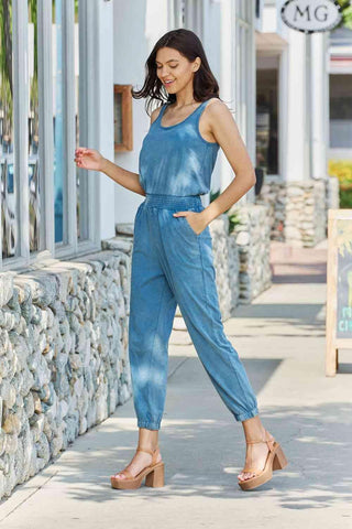 Cotton Denim Jusmpsuit | Acid Wash Casual Jumpsuit by ODDI - Closet of Ren