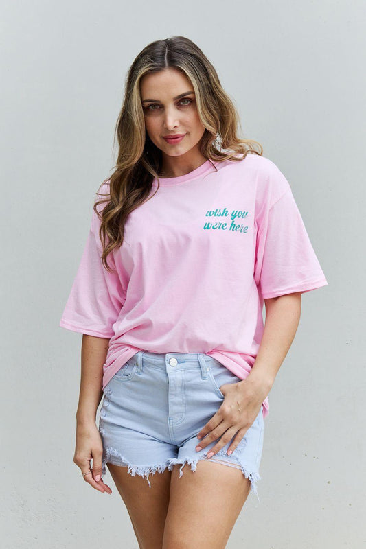 Sweet Claire "Wish You Were Here" Oversized Graphic T-Shirt - Closet of Ren