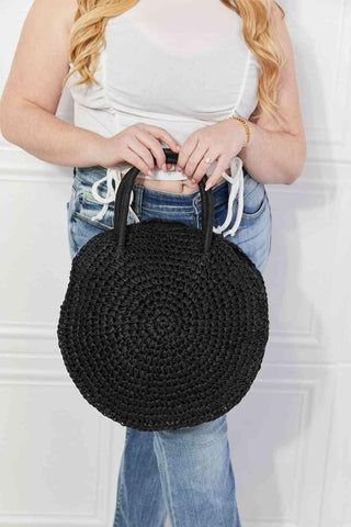 Justin Taylor Beach Date Straw Rattan Handbag in Black - Closet of Ren