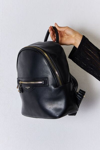 David Jones Black Leather Backpack