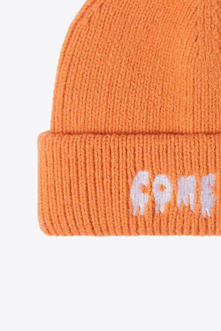 COME ON Embroidered Cuff Knit Beanie - Closet of Ren