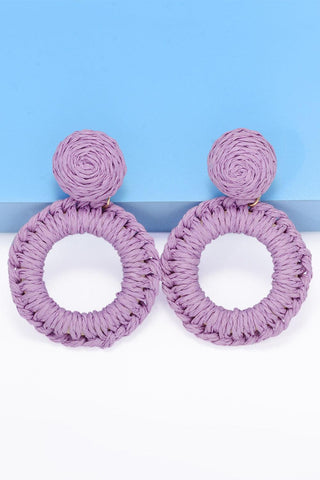 Round Shape Raffia Grass Dangle Earrings - Closet of Ren