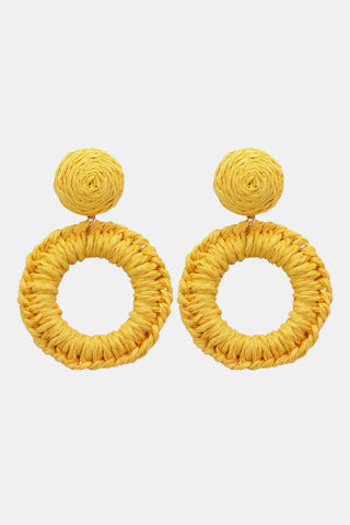 Round Shape Raffia Grass Dangle Earrings - Closet of Ren