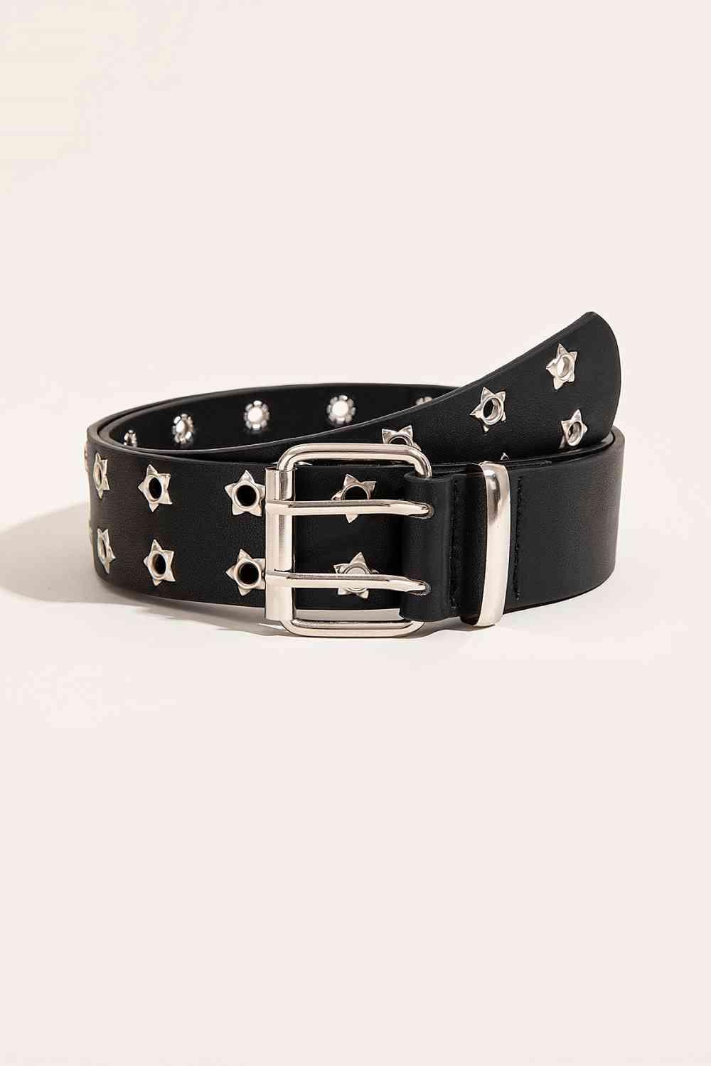 Double Row Star Grommet PU Leather Belt - Closet of Ren
