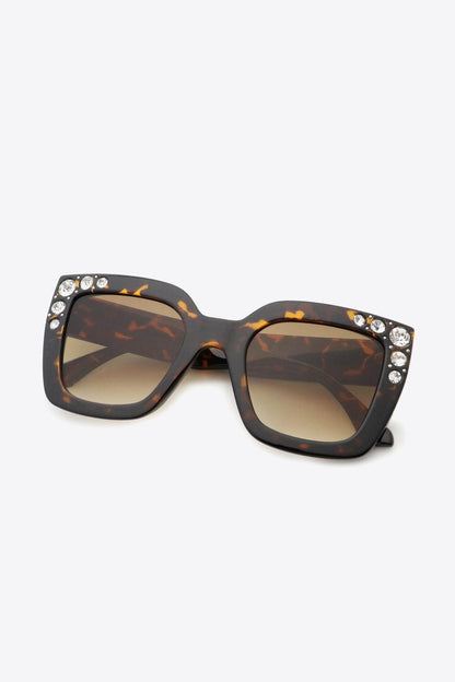 Inlaid Rhinestone Polycarbonate Sunglasses - Closet of Ren