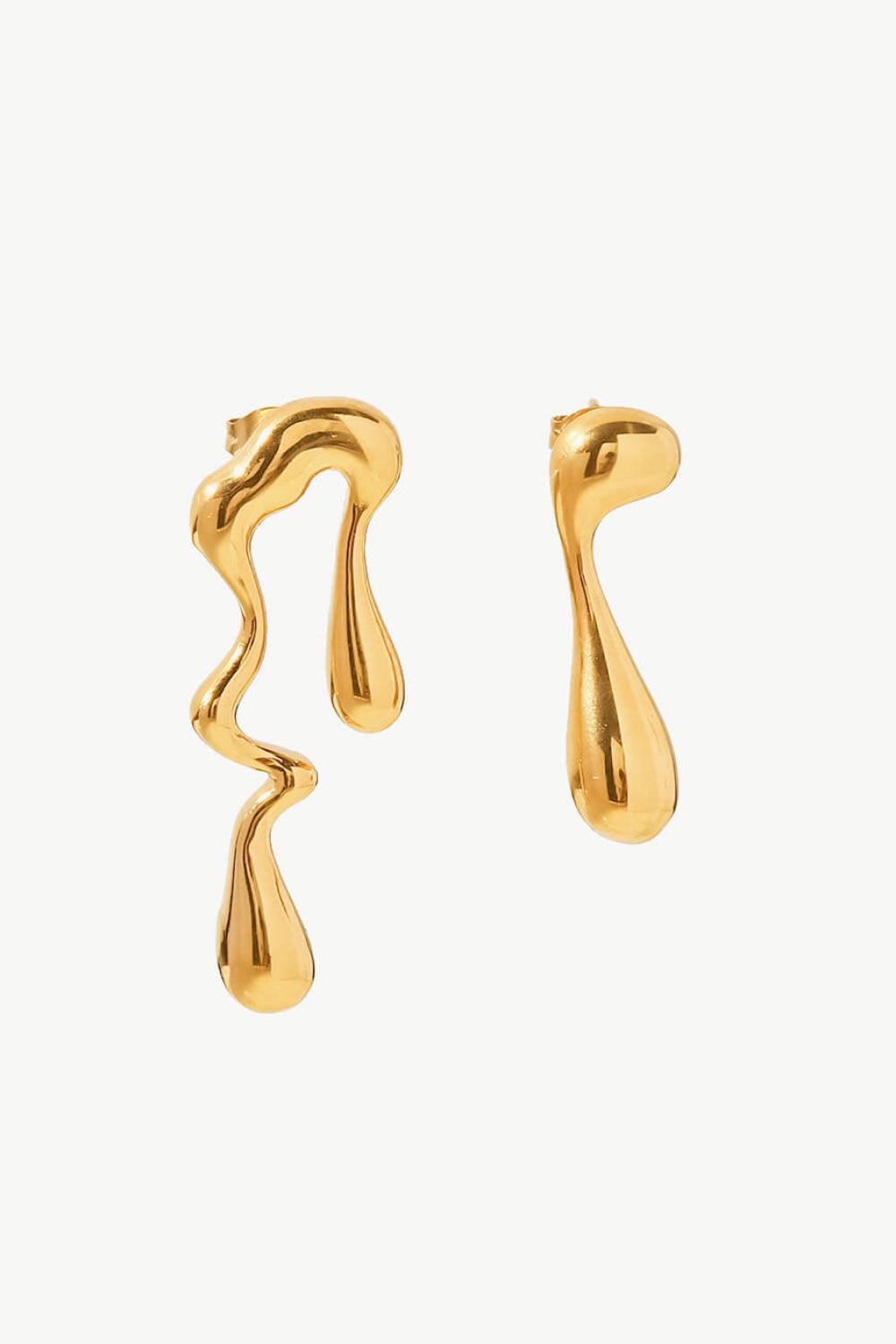 18K Gold Plated Geometric Mismatched Earrings - Closet of Ren