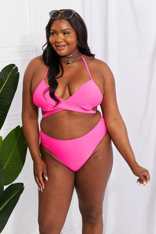 Marina West Swim Summer Splash Halter Bikini Set in Pink - Closet of Ren