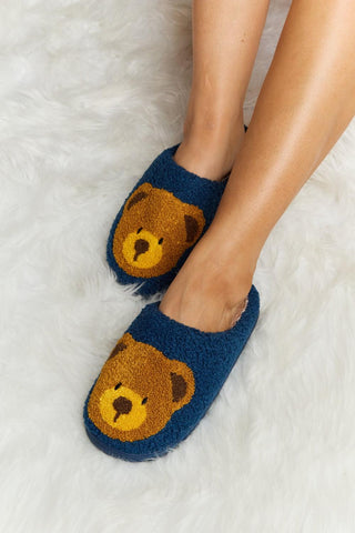 Melody Teddy Bear Print Plush Slide Slippers - Closet of Ren