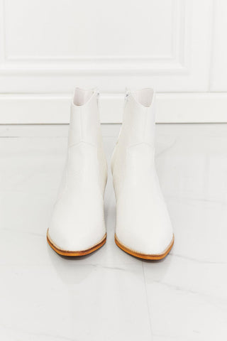 White Cowgirl Booties | Watertower Town Faux Leather Western Ankle Boots in White by MMShoes - Closet of Ren