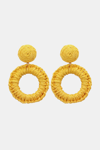 Round Shape Raffia Grass Dangle Earrings - Closet of Ren