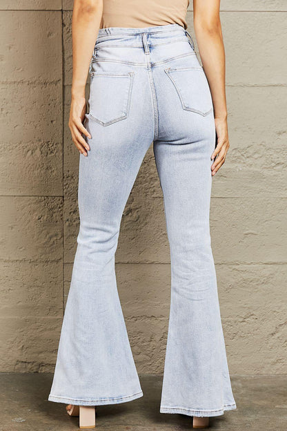 BAYEAS High Waisted Button Fly Flare Jeans - Closet of Ren