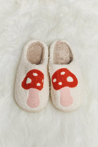 Melody Mushroom Print Plush Slide Slippers - Closet of Ren