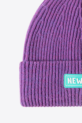 NEWYORK Patch Rib-Knit Cuffed Beanie - Closet of Ren