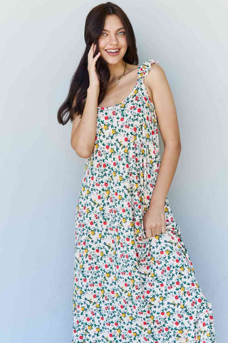 NINEXIS In The Garden Ruffle Floral Maxi Dress in Natural Rose