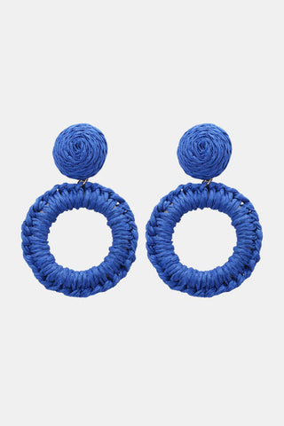 Round Shape Raffia Grass Dangle Earrings - Closet of Ren