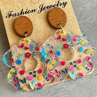 Flower Shape Acrylic Dangle Earrings - Closet of Ren